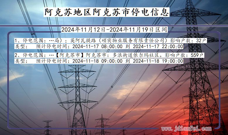 阿克苏地区阿克苏停电通知 新疆维吾尔自治区阿克苏地区阿克苏停电通知