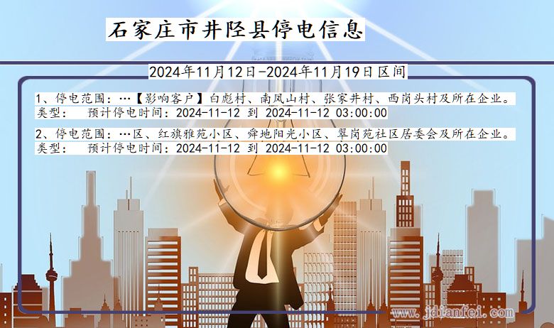 石家庄井陉停电通知 河北省石家庄井陉停电通知