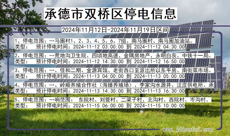 承德双桥停电通知 河北省承德双桥停电通知
