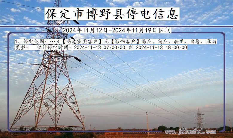 河北省保定博野停电通知