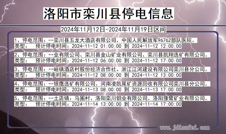 洛阳栾川停电通知 河南省洛阳栾川停电通知