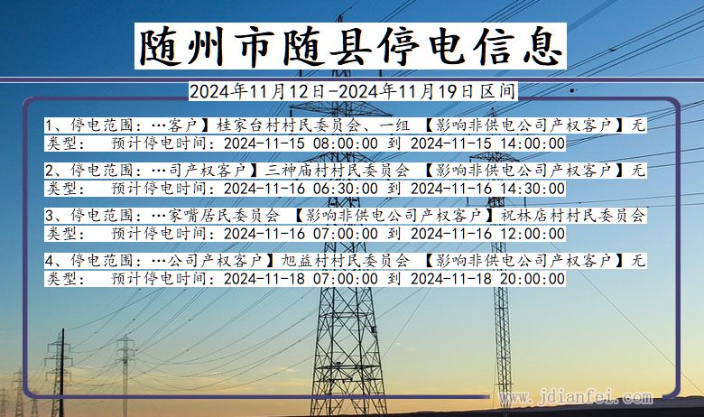 湖北省随州随县停电通知