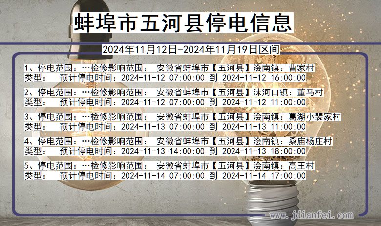 蚌埠五河停电通知 安徽省蚌埠五河停电通知