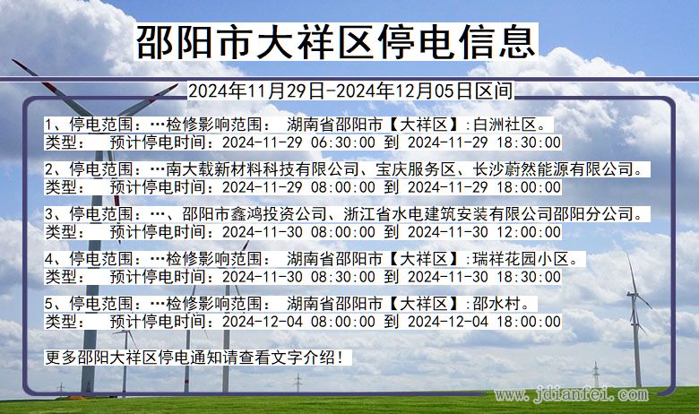邵阳大祥停电通知 湖南省邵阳大祥停电通知