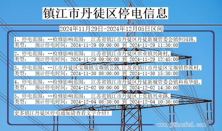 江苏省镇江丹徒停电通知