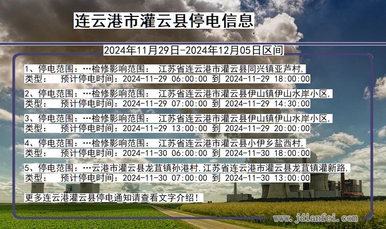 连云港灌云停电通知 江苏省连云港灌云停电通知