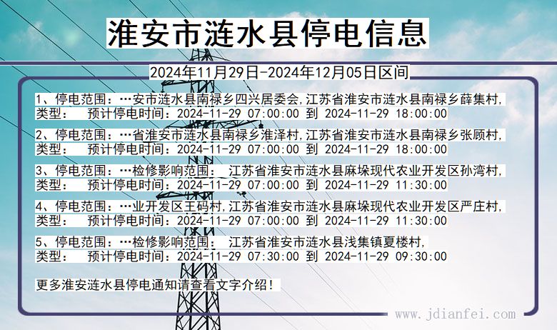 淮安涟水停电通知 江苏省淮安涟水停电通知