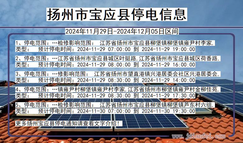 扬州宝应停电通知 江苏省扬州宝应停电通知