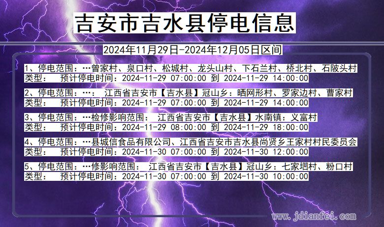 吉安吉水停电通知 江西省吉安吉水停电通知