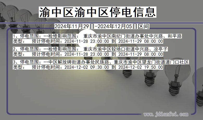渝中区渝中停电通知 重庆市渝中区渝中停电通知