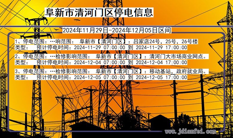 阜新清河门停电通知 辽宁省阜新清河门停电通知