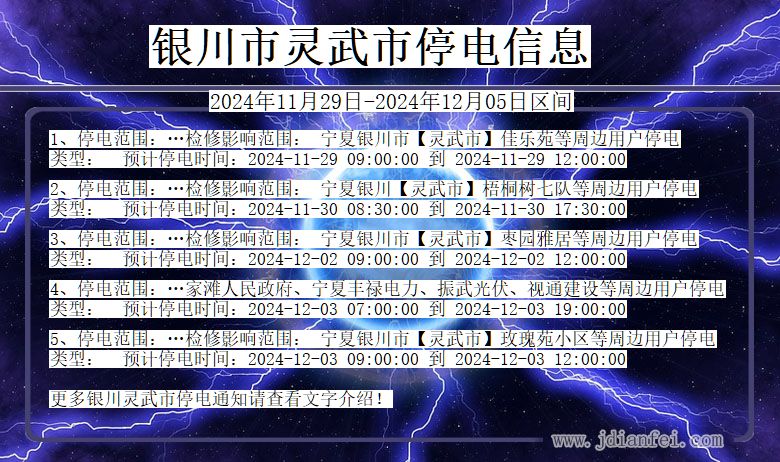 宁夏回族自治区银川灵武停电通知