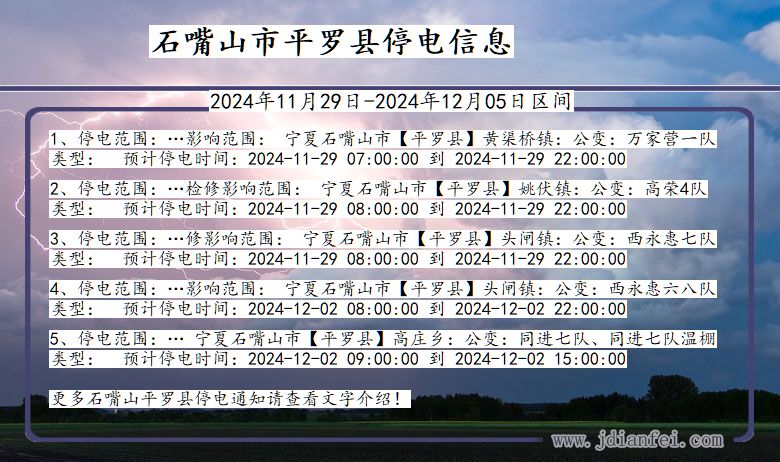 石嘴山平罗停电通知 宁夏回族自治区石嘴山平罗停电通知