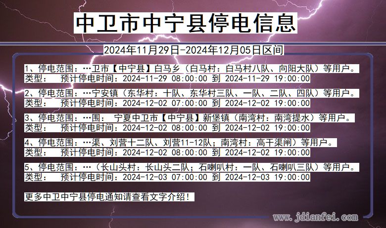 中卫中宁停电通知 宁夏回族自治区中卫中宁停电通知
