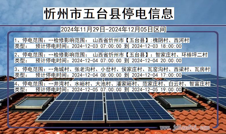 忻州五台停电通知 山西省忻州五台停电通知