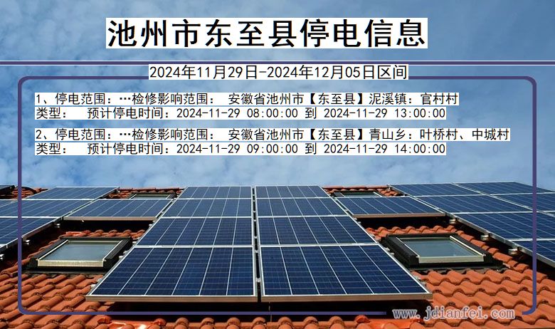 安徽省池州东至停电通知