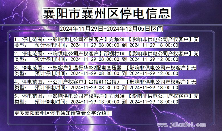 襄阳襄州停电通知 湖北省襄阳襄州停电通知