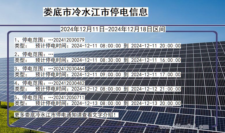 湖南省娄底冷水江停电通知