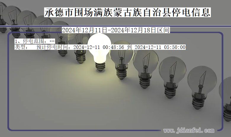 河北省承德围场满族蒙古族自治停电通知