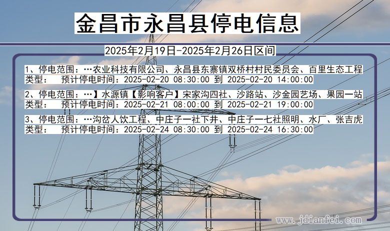 金昌永昌停电通知 甘肃省金昌永昌停电通知