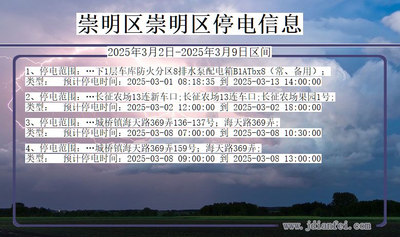 崇明区崇明停电通知 上海市崇明区崇明停电通知
