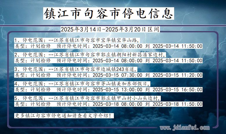镇江句容停电通知 江苏省镇江句容停电通知