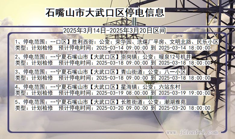 石嘴山大武口停电通知 宁夏回族自治区石嘴山大武口停电通知