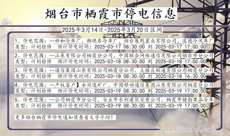 烟台栖霞停电通知 山东省烟台栖霞停电通知