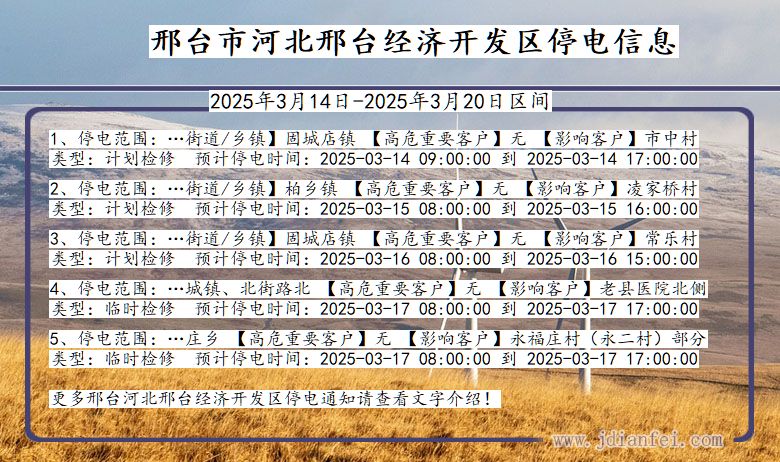 邢台河北邢台经济开发停电通知 河北省邢台河北邢台经济开发停电通知