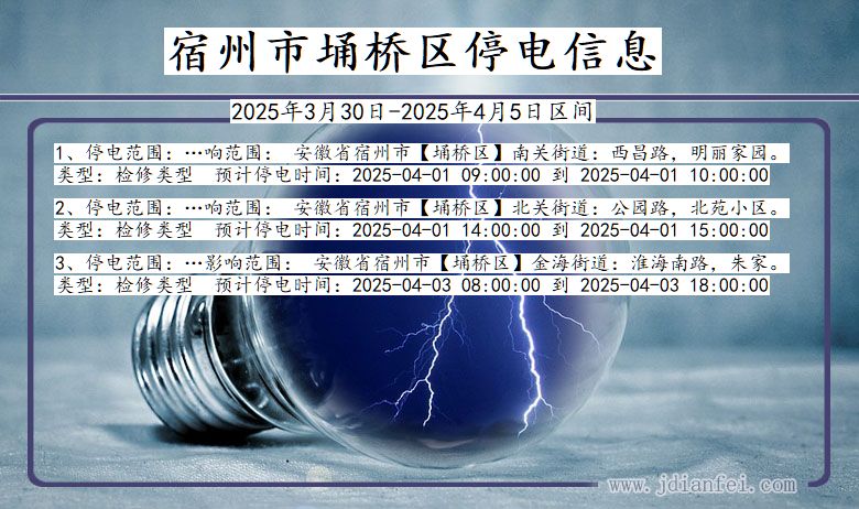 安徽省宿州埇桥停电通知