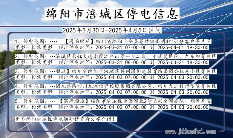 绵阳涪城停电通知 四川省绵阳涪城停电通知