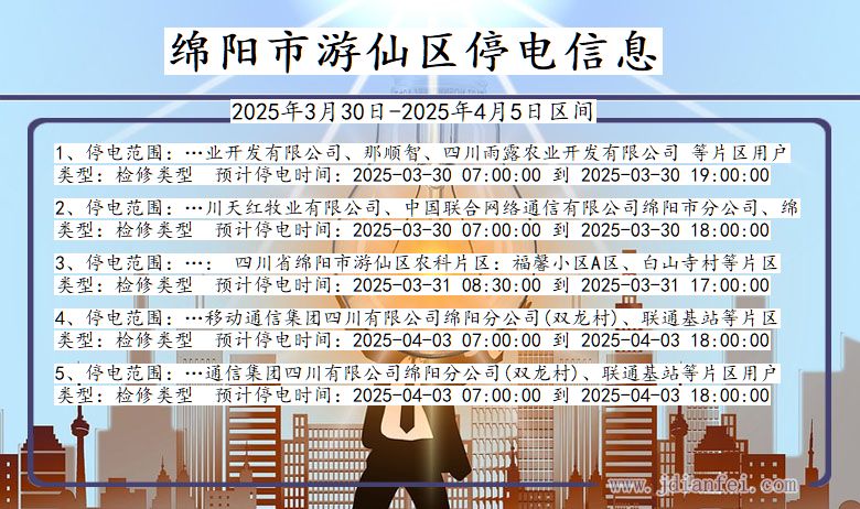 绵阳游仙停电通知 四川省绵阳游仙停电通知