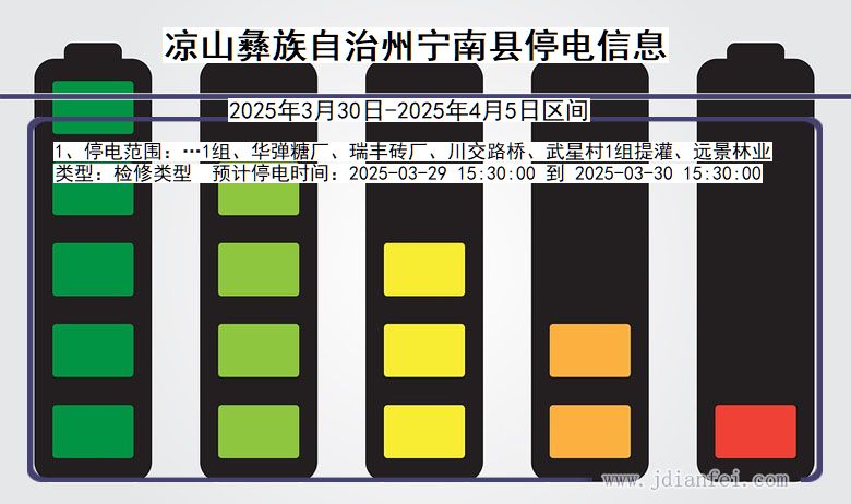凉山彝族自治州宁南停电通知 四川省凉山彝族自治州宁南停电通知