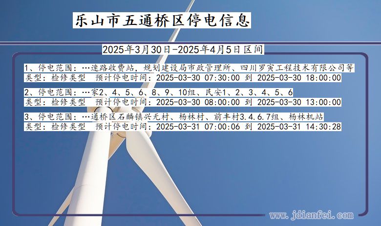 乐山五通桥停电通知 四川省乐山五通桥停电通知