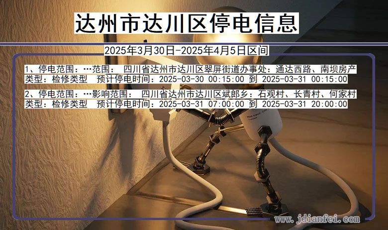 达州达川停电通知 四川省达州达川停电通知
