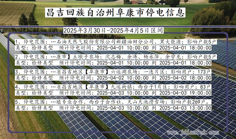 昌吉回族自治州阜康停电通知 新疆维吾尔自治区昌吉回族自治州阜康停电通知