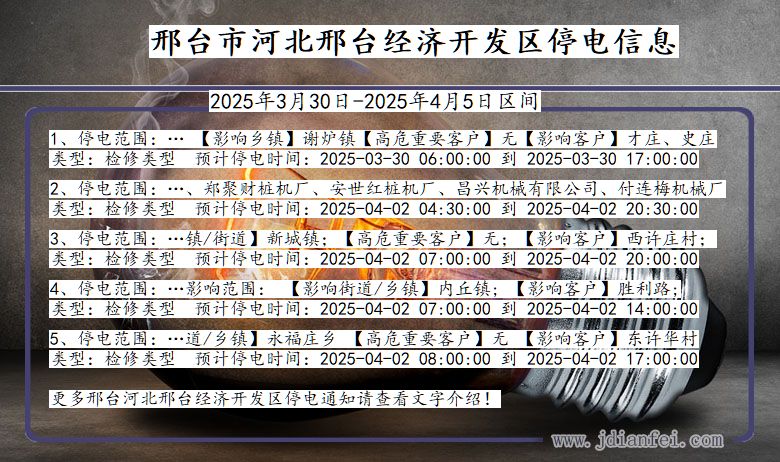 邢台河北邢台经济开发停电通知 河北省邢台河北邢台经济开发停电通知