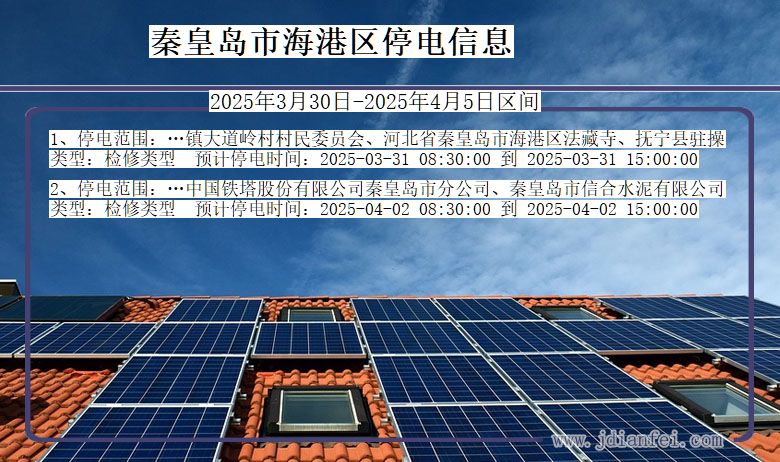 河北省秦皇岛海港停电通知