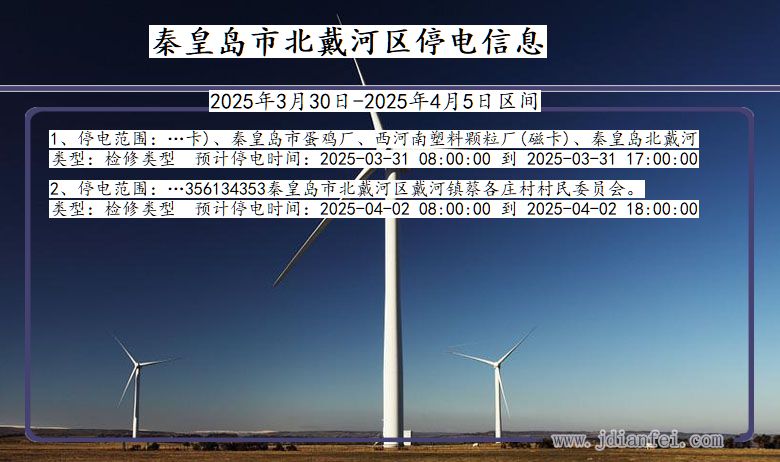 河北省秦皇岛北戴河停电通知