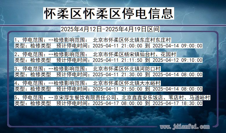 怀柔区怀柔停电通知 北京市怀柔区怀柔停电通知