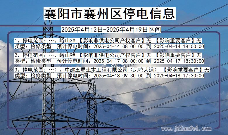 襄阳襄州停电通知 湖北省襄阳襄州停电通知