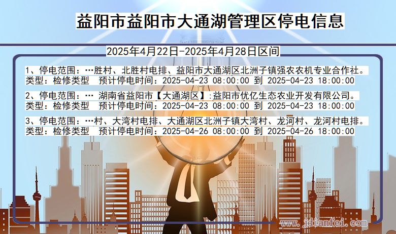 益阳益阳市大通湖管理停电通知 湖南省益阳益阳市大通湖管理停电通知
