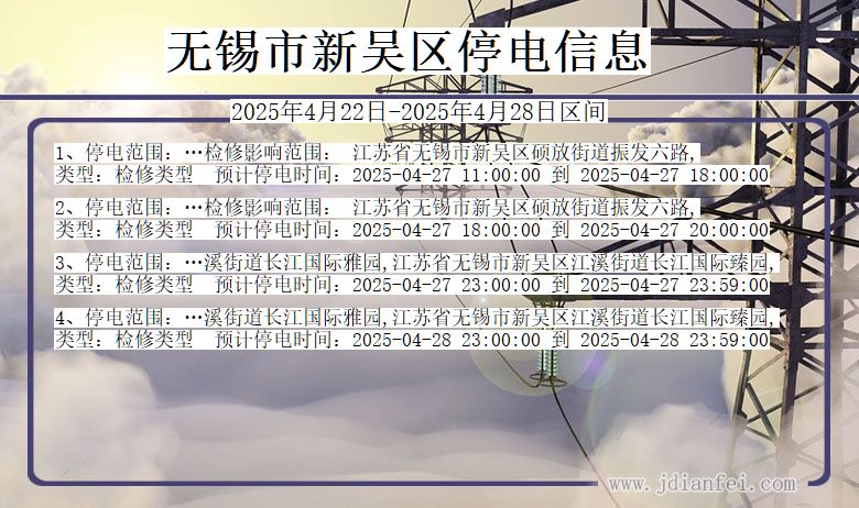 江苏省无锡新吴停电通知