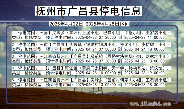 江西省抚州广昌停电通知