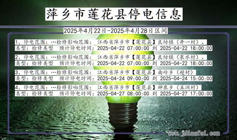 江西省萍乡莲花停电通知