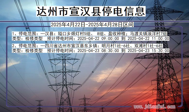 达州宣汉停电通知 四川省达州宣汉停电通知