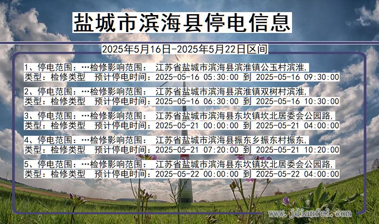江苏省盐城滨海停电通知