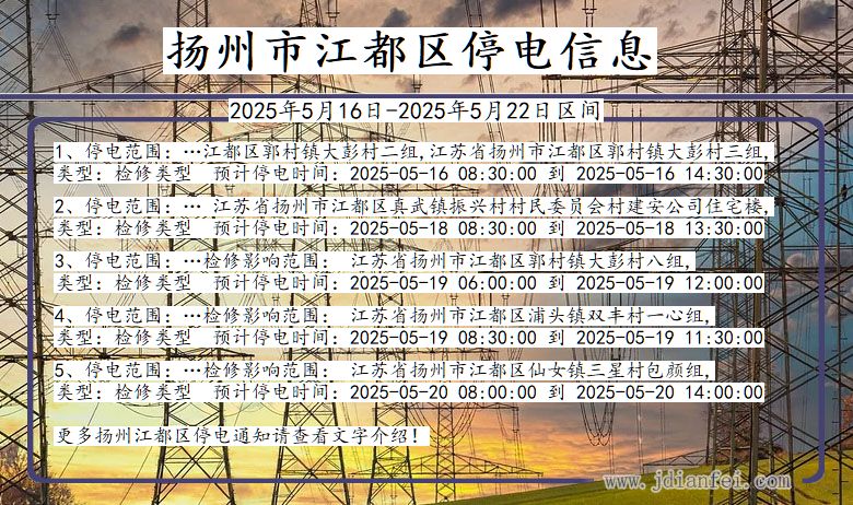 扬州江都停电通知 江苏省扬州江都停电通知