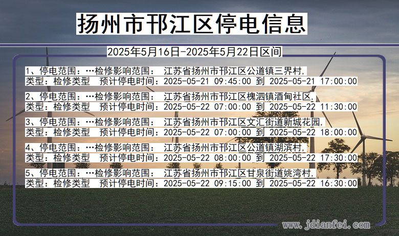 扬州邗江停电通知 江苏省扬州邗江停电通知