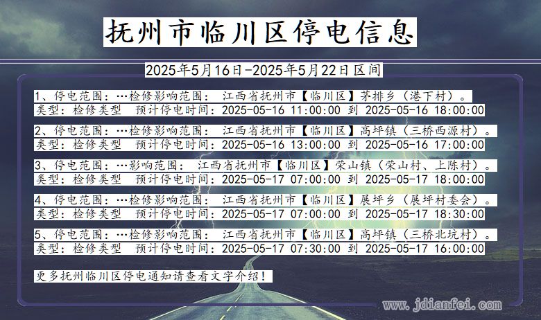抚州临川停电通知 江西省抚州临川停电通知
